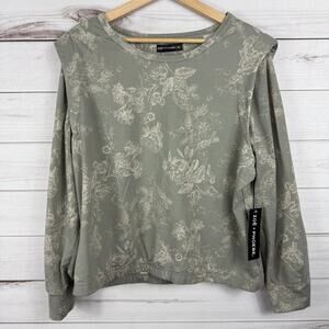 ZOE & PHOEBE NWT Women’s Sz XL Grey Floral Pullover Sweatshirt Top Casual Active